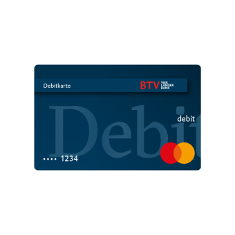 Blaue BTV Debitkarte mit Mastercard Logo