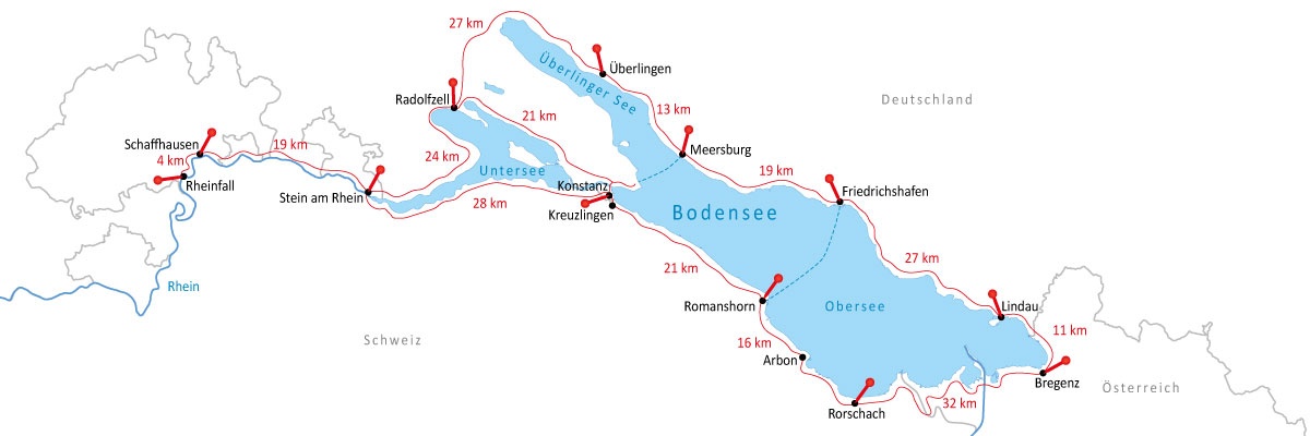 Kartenübersicht des Bodensees, Deutschland