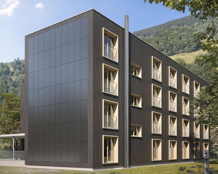 Ein schwarzes Mitarbeiterhaus.