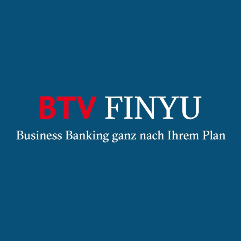 BTV FINYU Logo mit Text "Business Banking ganz nach Ihrem Plan"