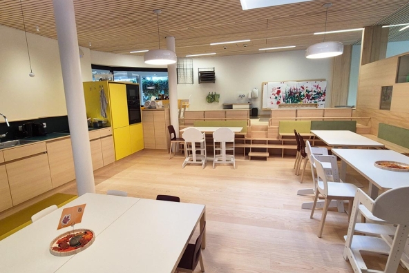 Esszimmer im MUKKI Kindergarten in Dornbirn
