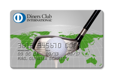 Diners Club International Kreditkarte mit einem Golfschläger auf der Karte abgebildet