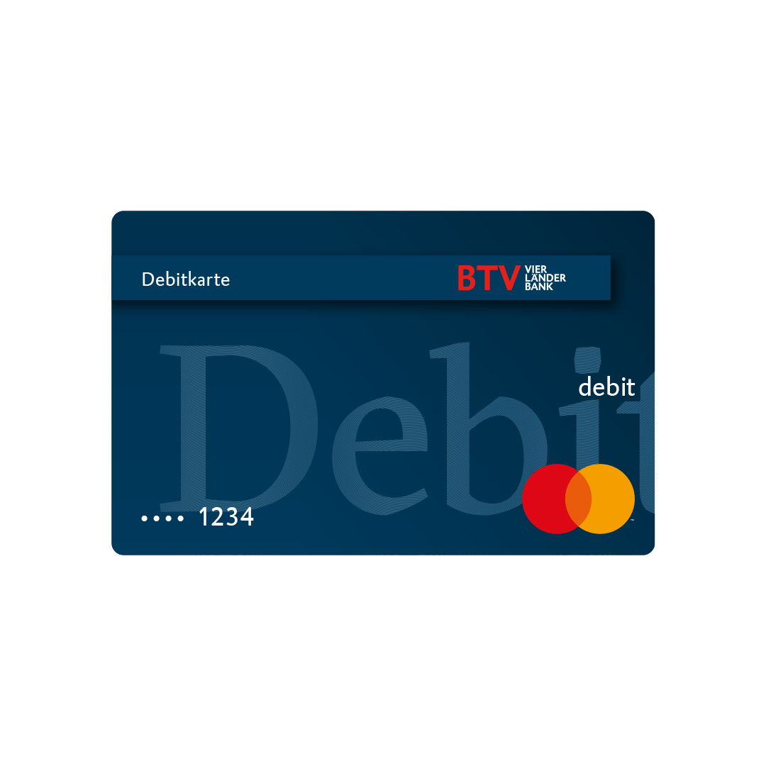 Blaue BTV Debitkarte mit Mastercard Logo
